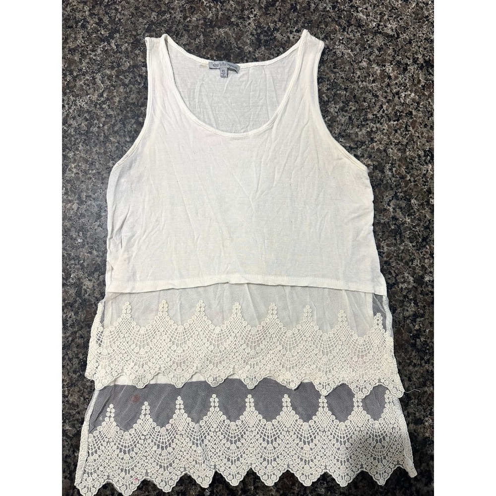 Charlotte Russe‎ Womens XS Ivory Lace Mesh Layered Hem Tank Top Sleeveless Boho
